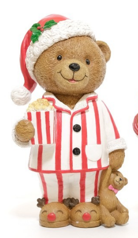 URSO COM ROUPÃO LISTRADO BRANCO E VERMELHO 20CM - PRÉ VENDA 2026