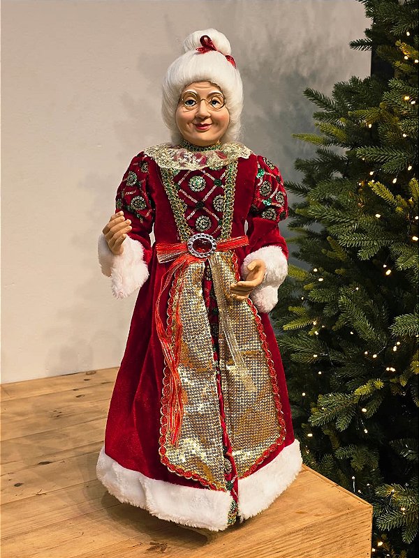 MAMÃE NOEL EM PÉ VERDE E VERMELHA 60CM