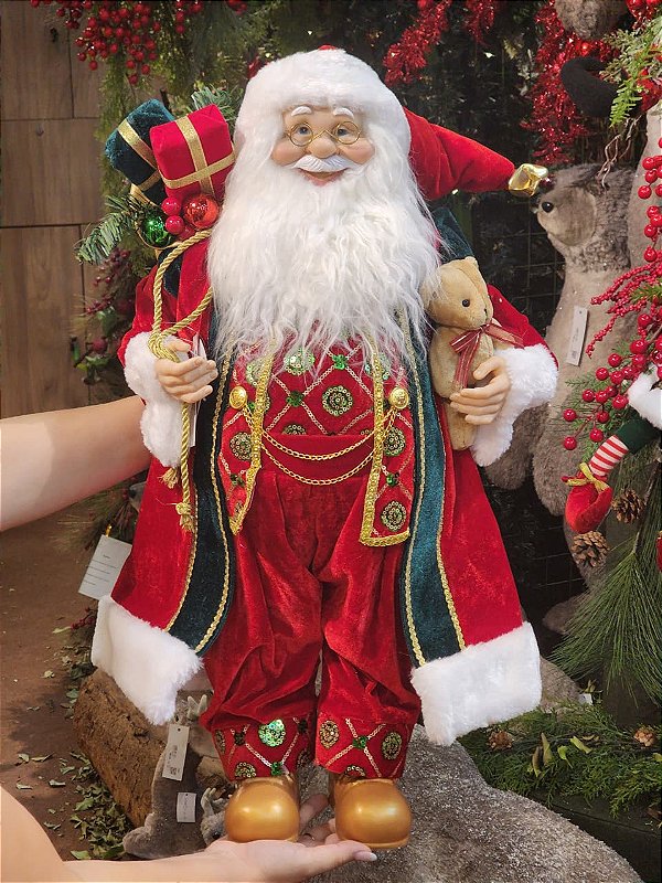PAPAI NOEL EM PÉ VERDE E VERMELHO 60CM - PRÉ VENDA 2026