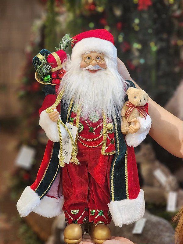 PAPAI NOEL EM PÉ VERDE E VERMELHO 45CM - PRÉ VENDA 2026