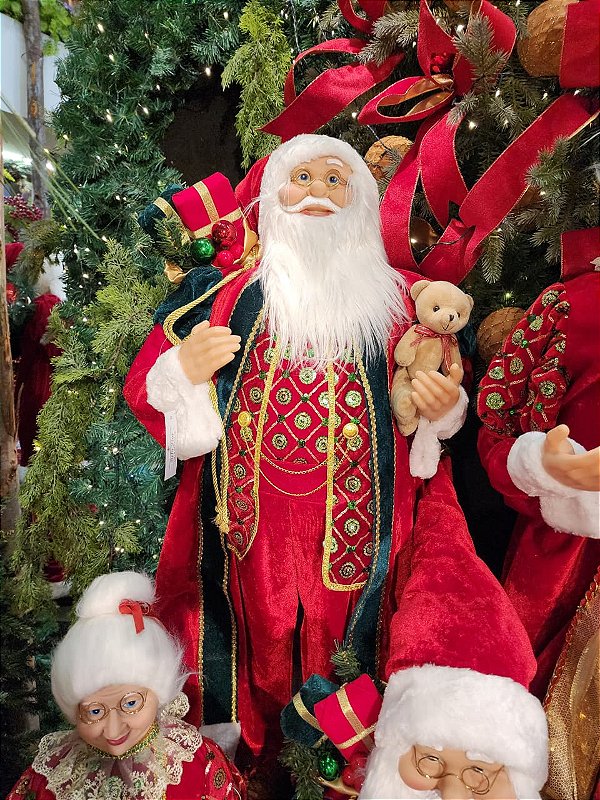 PAPAI NOEL EM PÉ VERDE E VERMELHO 110CM - PRÉ VENDA 2026