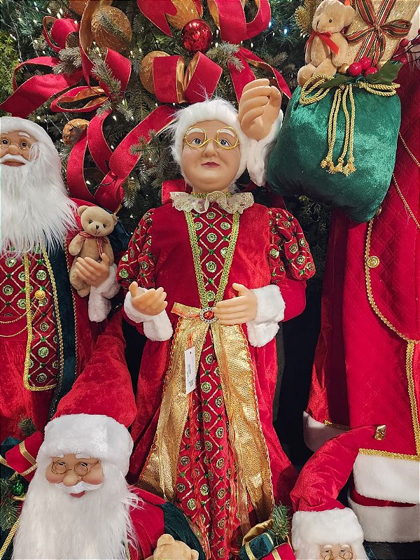 MAMÃE NOEL EM PÉ VERMELHA E VERDE 110CM - PRÉ VENDA 2026