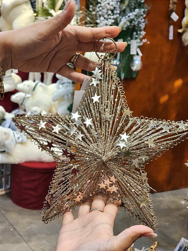 ESTRELA ARAMADA CHAMPANHE 30CM - PRÉ VENDA 2026