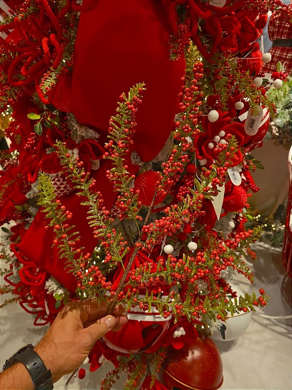 GALHO DECORATIVO BERRY VERMELHO 80CM - PRÉ VENDA 2026