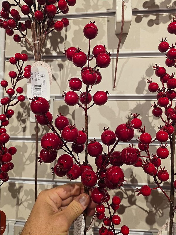 GALHO DECORATIVO BERRY VERMELHO 41CM - PRÉ VENDA 2026
