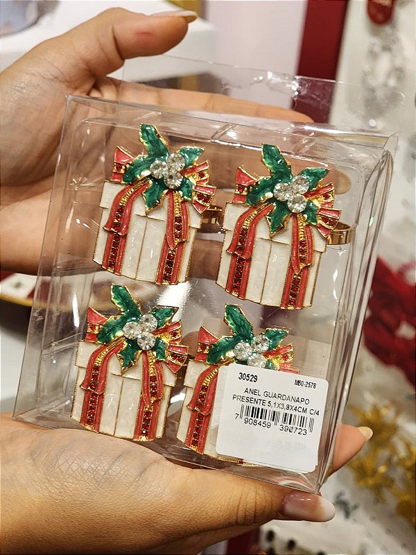 KIT COM 4 ANEIS DE GUARDANAPO PRESENTE 5,1CM - PRÉ VENDA 2026