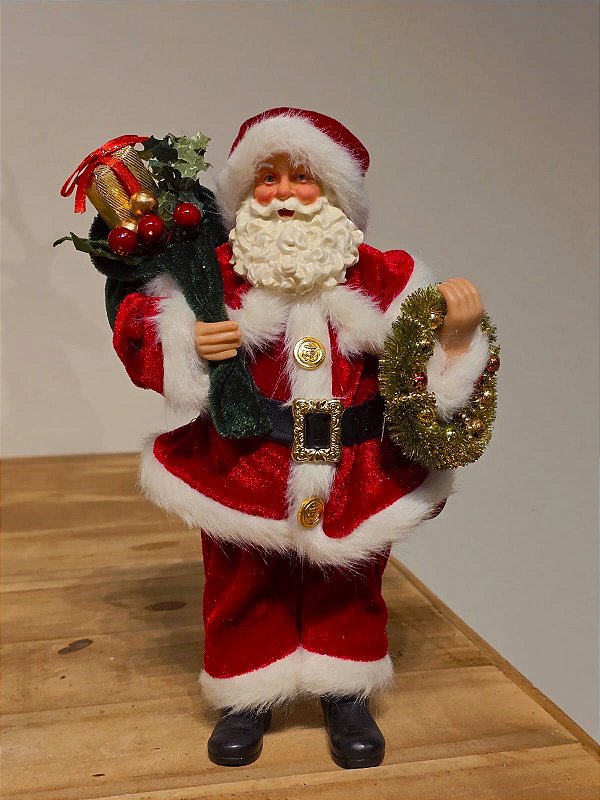 PAPAI NOEL COLECIONÁVEL TRADICIONAL 30CM