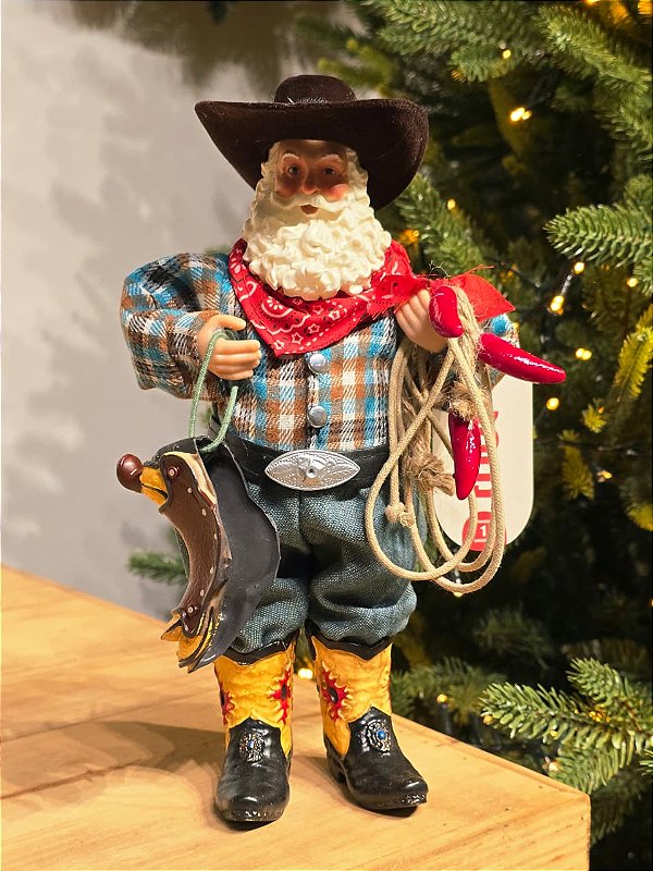 PAPAI NOEL COLECIONÁVEL VAQUEIRO 30CM