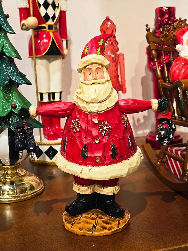 PAPAI NOEL VINTAGE A CORDA COM MOVIMENTO 24,5CM