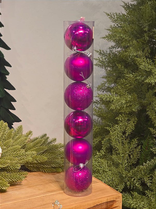 BOLA TRADICIONAL ROSA PINK 8CM KIT COM 6 UNIDS