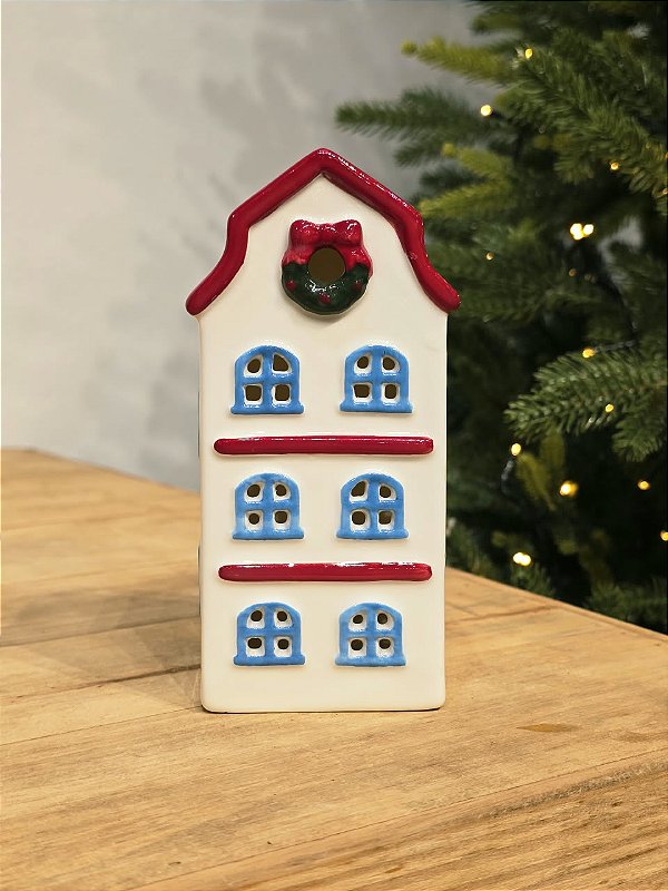 CASA CERÂMICA DECORADA COM LUZ 15,5CM