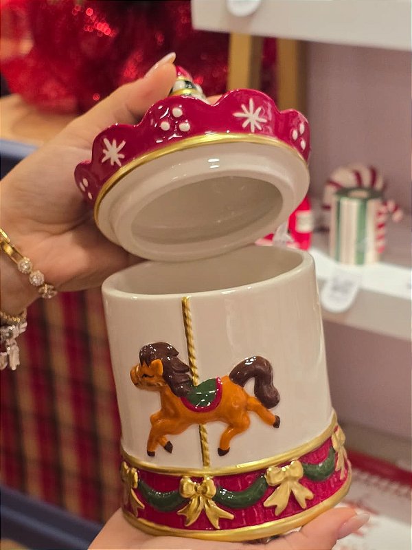 POTE COM TAMPA CERÂMICA CAVALINHO 19CM - PRÉ VENDA 2026