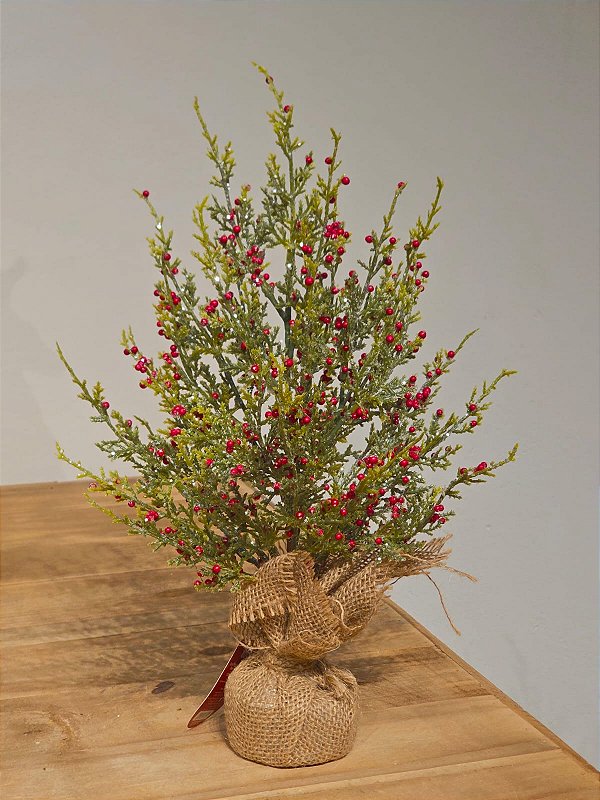 ENFEITE DE MESA PINHEIRO COM BERRYS 40CM