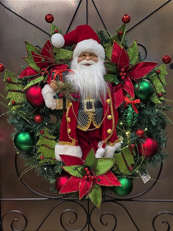 GUIRLANDA DECORADA COM NOEL EM PÉ 65CM