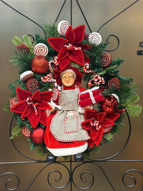 GUIRLANDA DECORADA COM MAMÃE NOEL 65CM