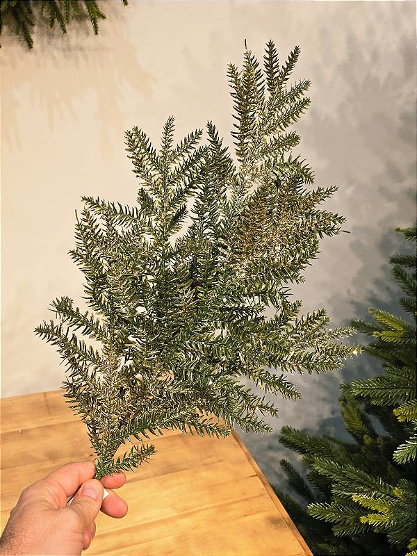 GALHO DE PINHEIRO DECORATIVO COM BRILHO 70CM