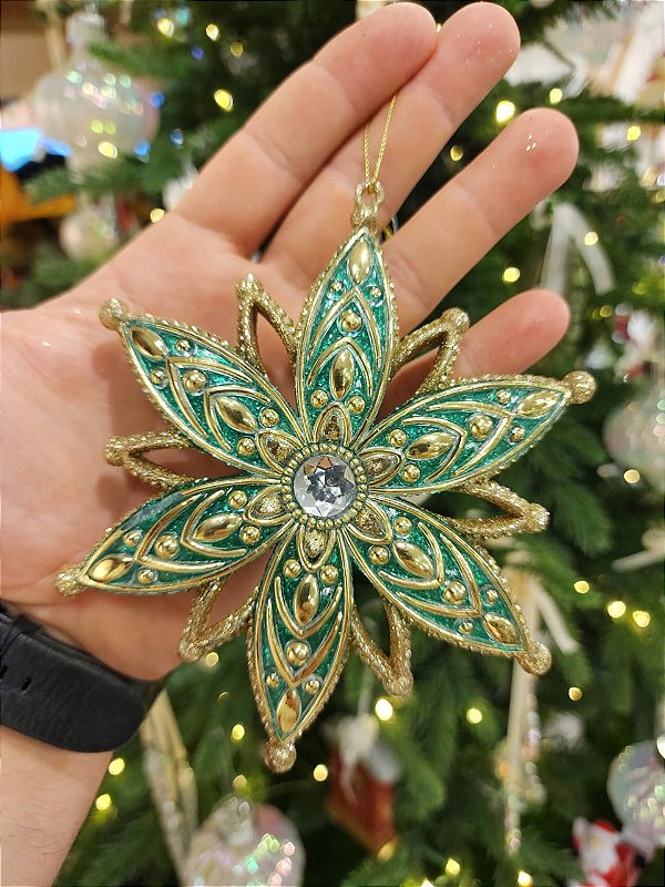 PENDENTE ESTRELA VERDE 13CM