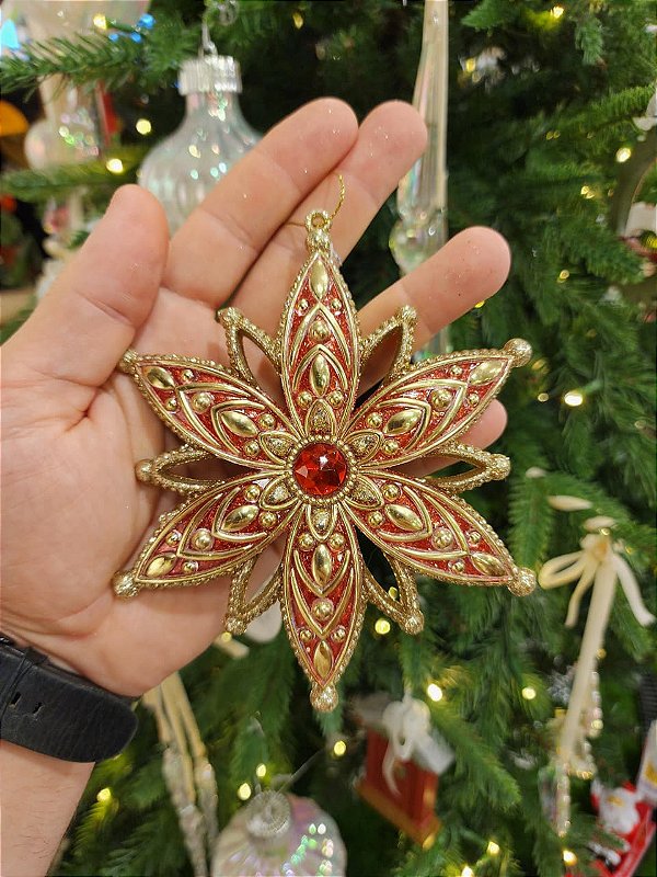 PENDENTE ESTRELA VERMELHA 13CM