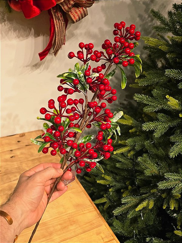 GALHO DECORATIVO CACHO BERRYS 65CM