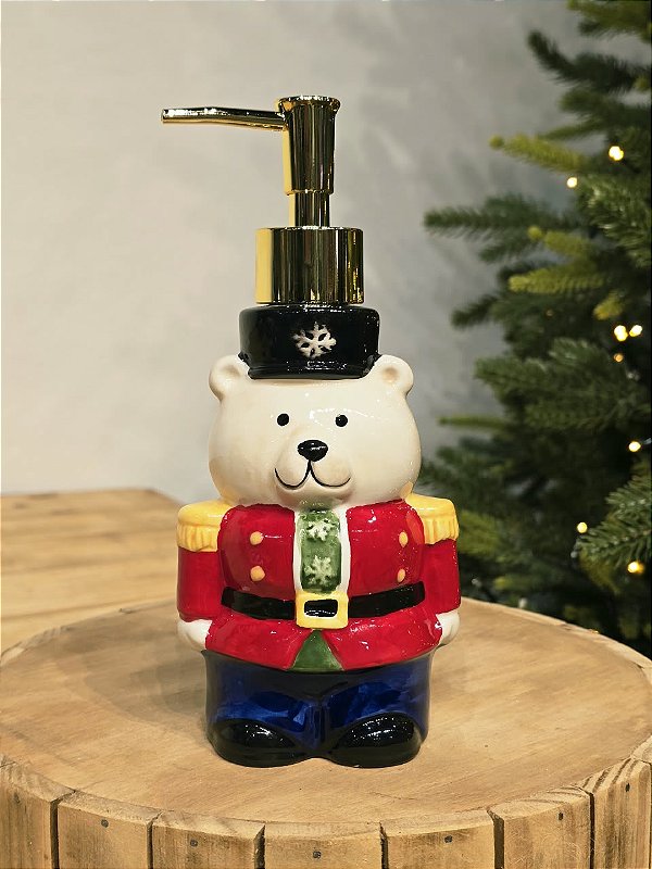 PORTA SABONETE LIQUIDO CERÂMICA URSO 19,7CM