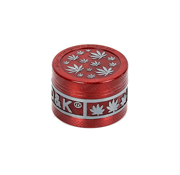 Dichavador de Metal D&K Hemp Leaves - Vermelho