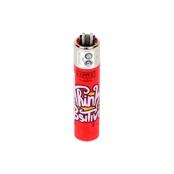 Isqueiro Grande Clipper Think Positive - Vermelho