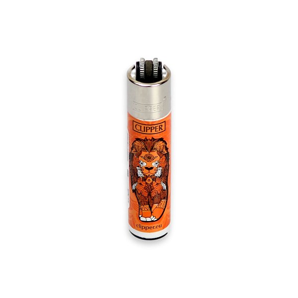 Isqueiro Grande Clipper Leão Mandala - Laranja