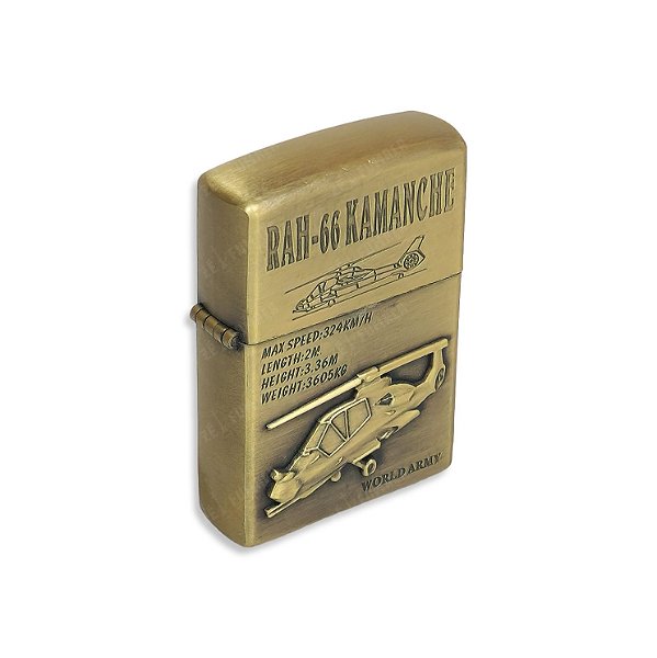 Isqueiro Helicóptero RAH-66 Kamanche  - Dourado Envelhecido