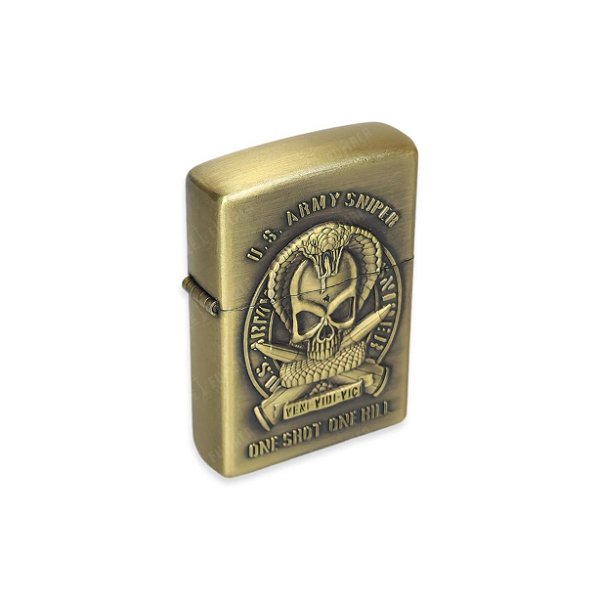Isqueiro Caveira Special Forces I  - Dourado Envelhecido