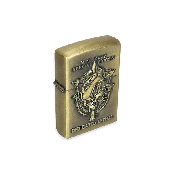 Isqueiro Caveira Special Forces IV  - Dourado Envelhecido