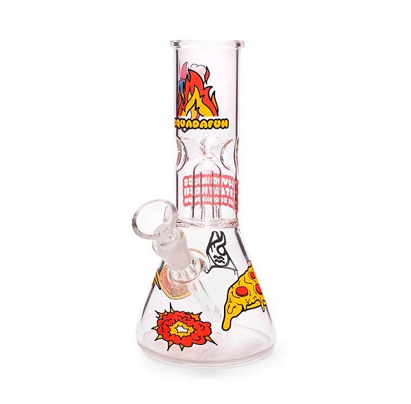 Glass Ice Bong Percolator Stickers Squadafum - Vermelho