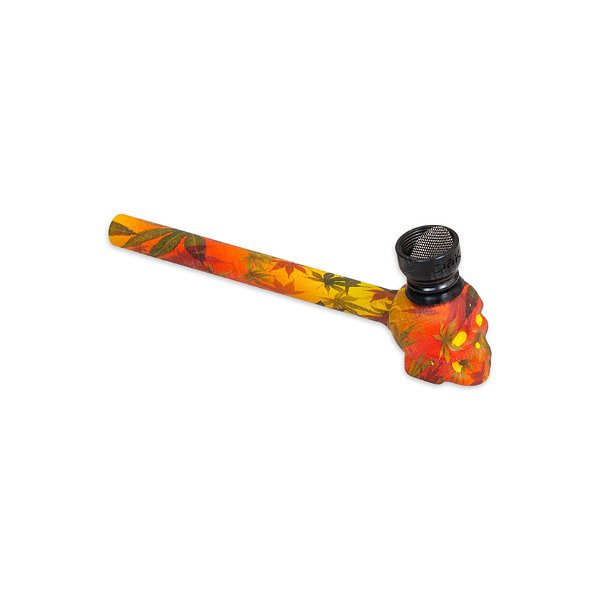 Pipe de Vidro D&K Caveira - Mix Vermelho Amarelo