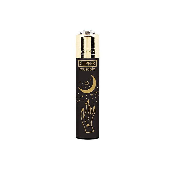 Isqueiro Grande Clipper Fortuna Hands 1 - Mix Preto Dourado