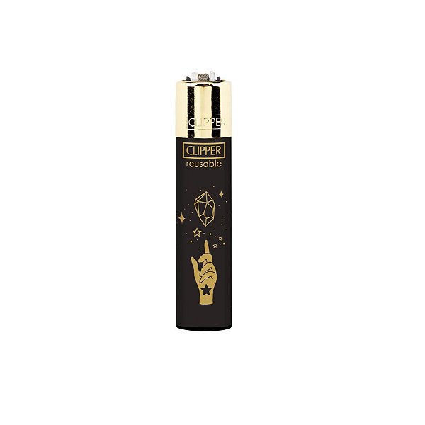 Isqueiro Grande Clipper Fortuna Hands 2 - Mix Preto Dourado