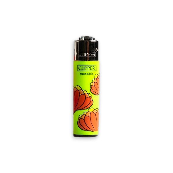 Isqueiro Micro Clipper Flowers - Mix Verde Laranja