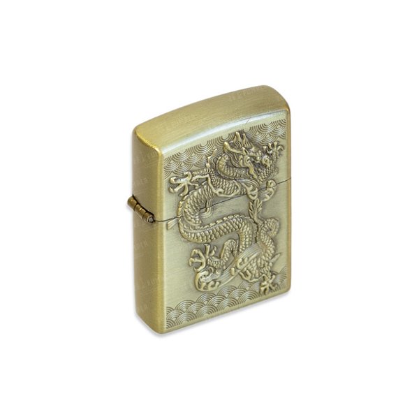 Isqueiro de Fluido Dragão VII - Dourado Envelhecido