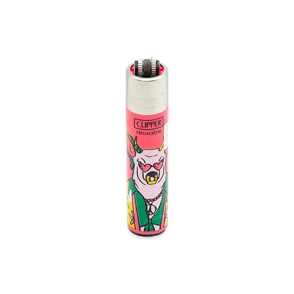 Isqueiro Clipper Grande Hippie Theme 3 (Cervo) - Rosa