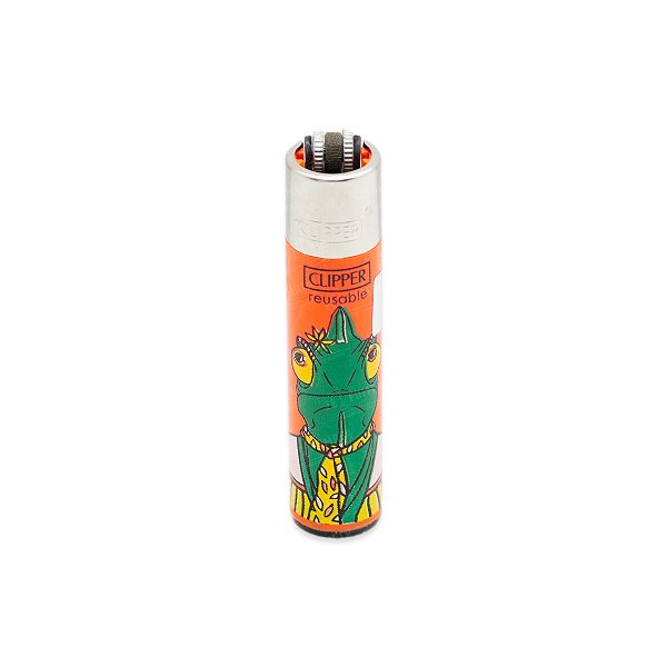 Isqueiro Clipper Grande Hippie Theme 3 (Camaleão) - Laranja