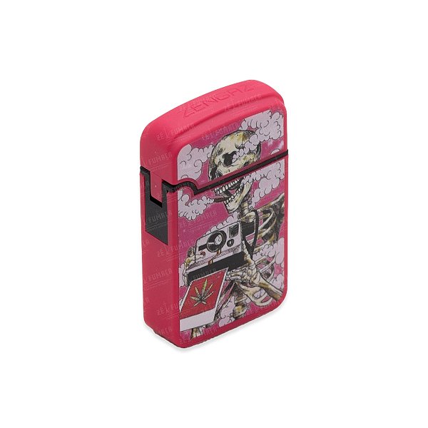 Isqueiro Maçarico Zengaz Smoking Skull - Rosa