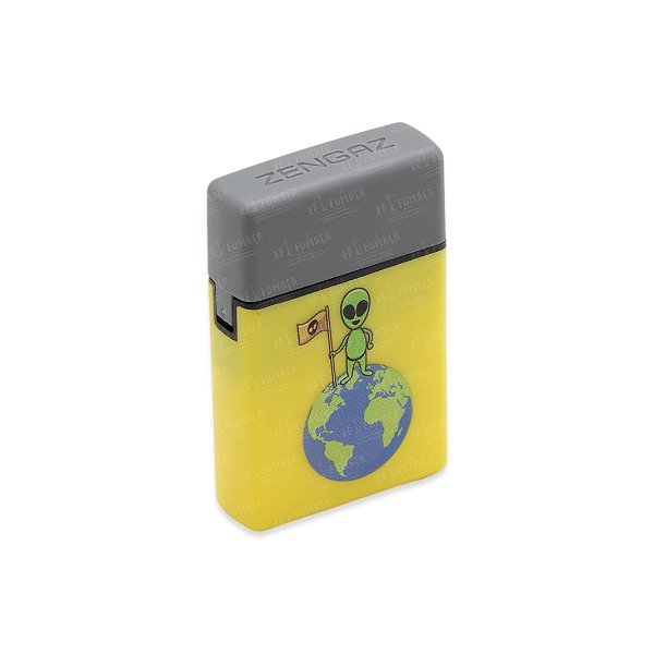 Isqueiro Maçarico Zengaz Earth Alien - Mix Amarelo Cinza