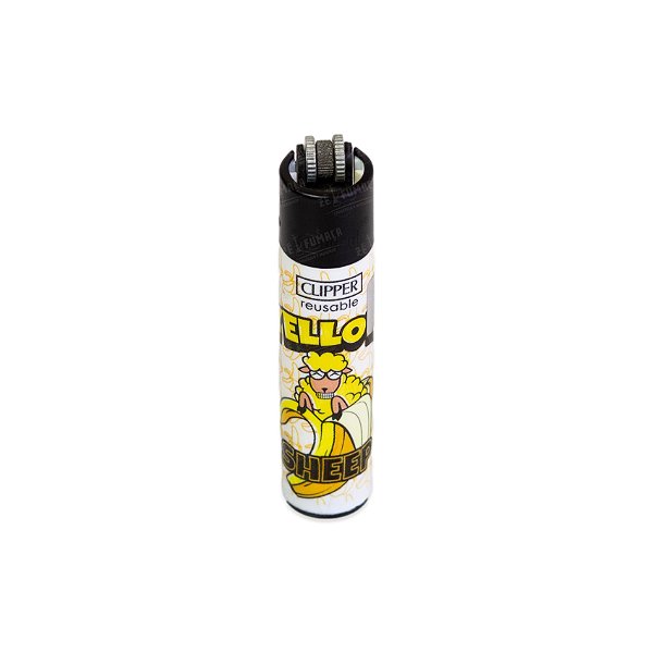 Isqueiro Clipper Grande Animal Life 4 (Yellow Sheep) - Branco