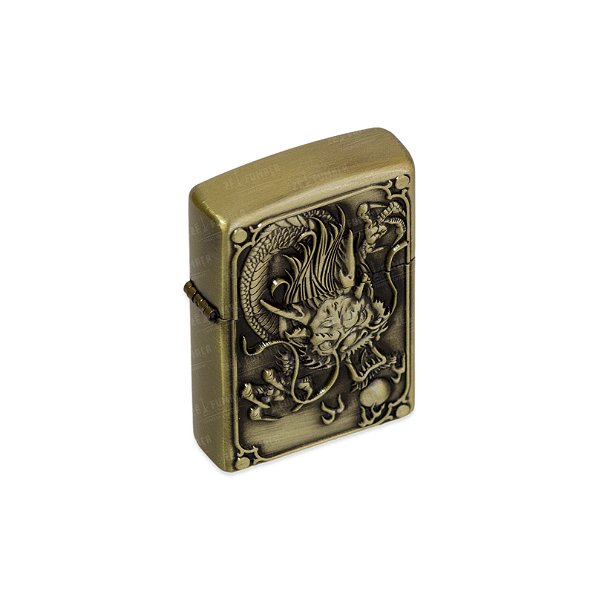 Isqueiro de Fluido Dragão IX - Dourado Envelhecido