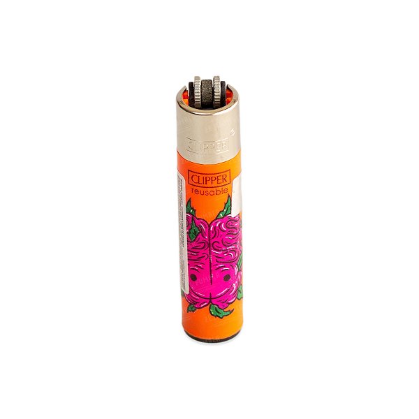 Isqueiro Clipper Grande Strange Weed - Laranja