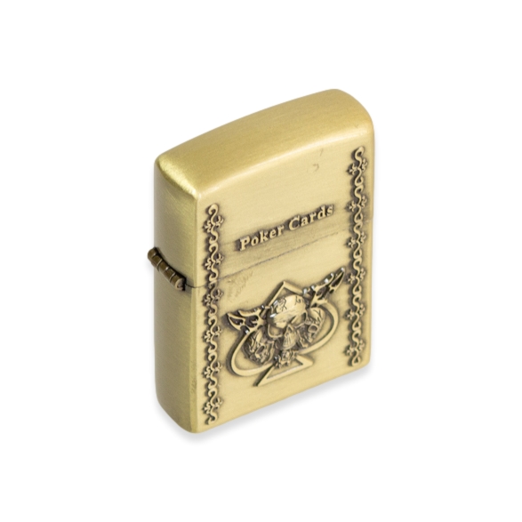 Isqueiro de Fluido Poker Cards - Dourado Envelhecido