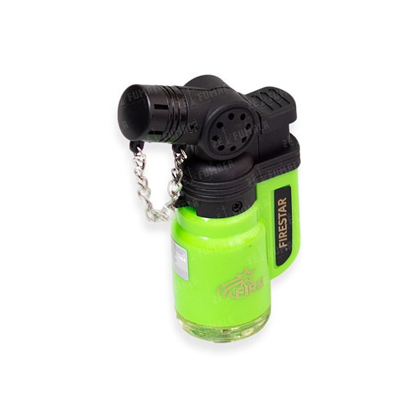 Isqueiro Maçarico Firestar Curvado (1 Chama) - Verde Sólido