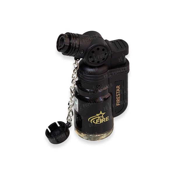 Isqueiro Maçarico Firestar Curvado (1 Chama)  - Preto