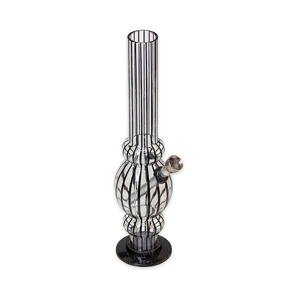 Bong de Acrílico 25 cm - Listrado (Preto)