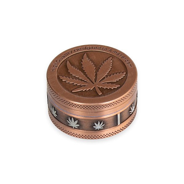 Dichavador de Metal Amsterdam Hemp Leaf - Bronze