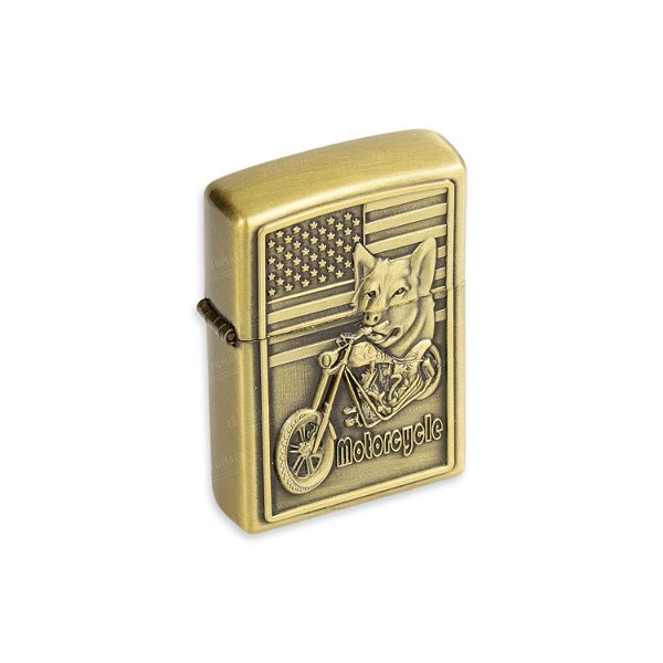 Isqueiro de Fluido Motorcycle I - Dourado Envelhecido