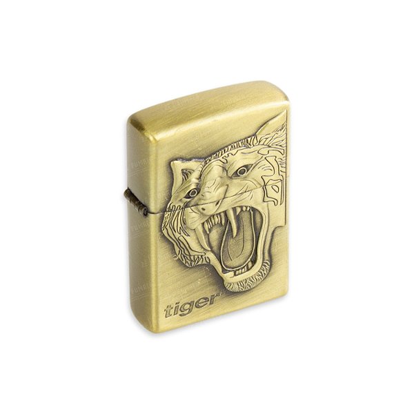 Isqueiro de Fluido Tigre II - Dourado Envelhecido